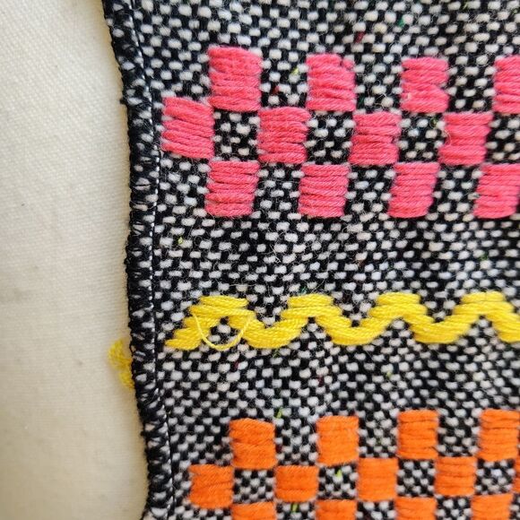 Summer Romero Convertible Fringe Vest/Shawl One Size Gray Black Embroidered - Picture 12 of 12